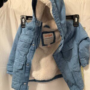 Cat & Jack Toddler Blue Hooded Sherpa Lined Winter Jacket 3T